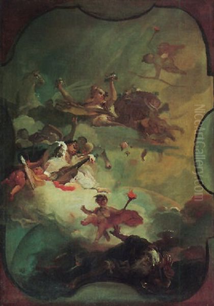 An Allegory Of Day And Night Oil Painting by Jacopo Guarana