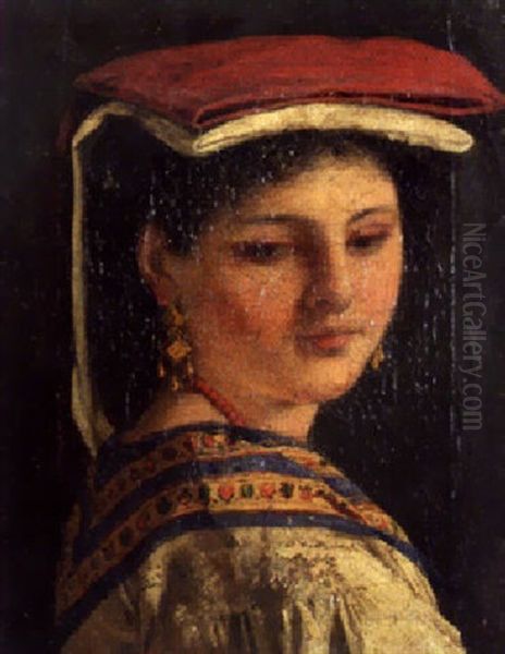 Portrait Of A Young Woman by Guerrino Guardabassi