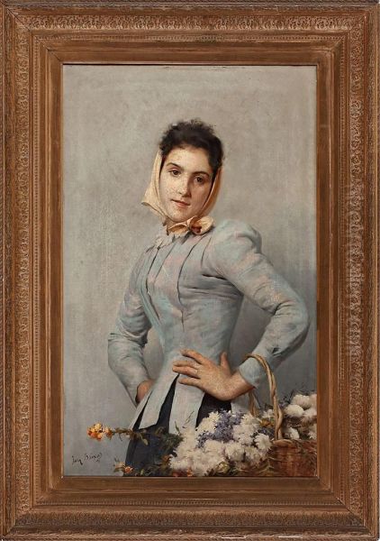 Una Florista Oil Painting by Juan Manuel Baixas Carrete