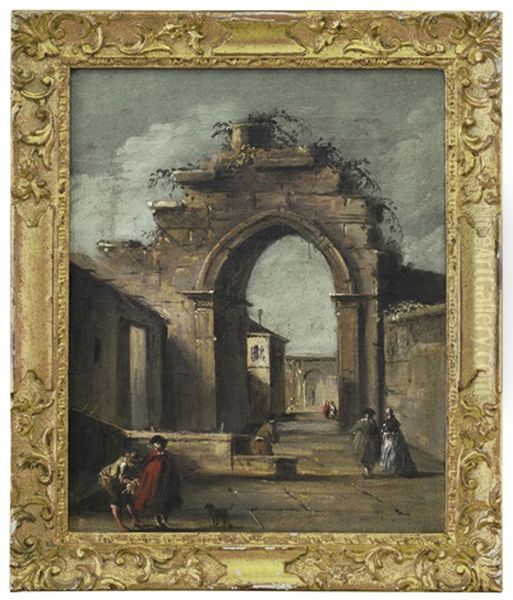 Capriccio Con Arco In Rovina E Figure Oil Painting by Francesco Guardi