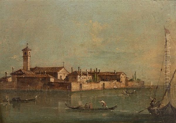 Vue De La Lagune Avec L'ile Du Lazaret Oil Painting by Giacomo Guardi