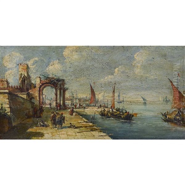 Venezianisches Capriccio Mit Altem Torbogen Oil Painting by Giacomo Guardi