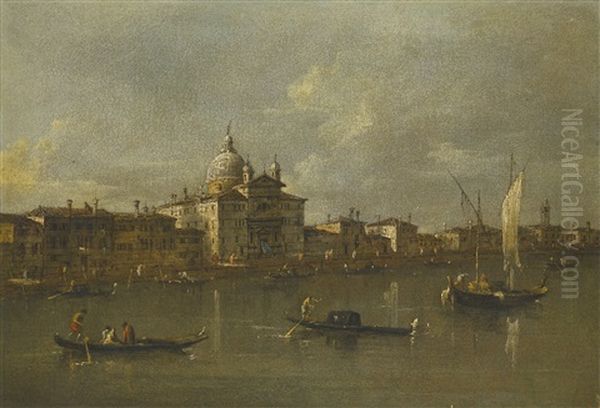 Venice, A View Towards The Giudecca And The Church Of Le Zitelle Oil Painting by Giacomo Guardi