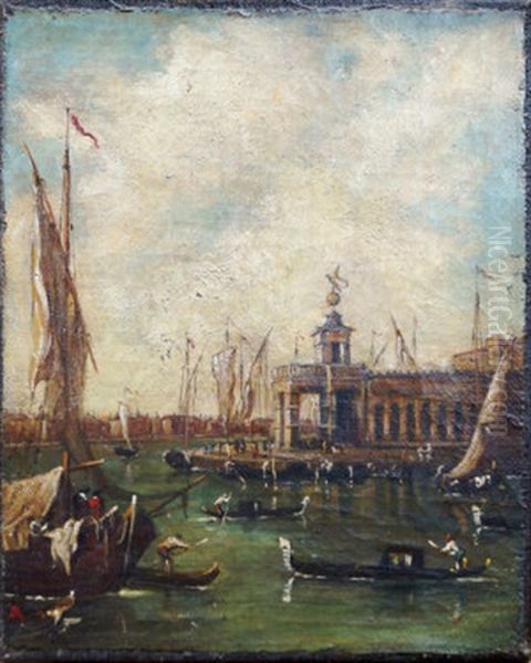 View Of The Entrance To The Grand Canal With The Church Of Santa Maria Della Salute, Venice Oil Painting by Giacomo Guardi