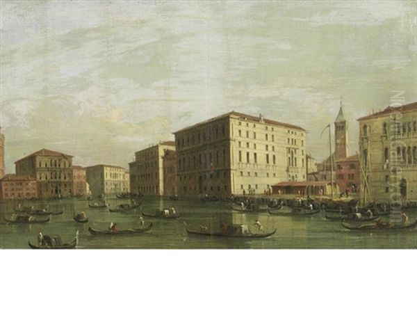 The Grand Canal, Venice With The Palazzo Grassi And The Palazzo Balbi In The Distance Oil Painting by Giacomo Guardi