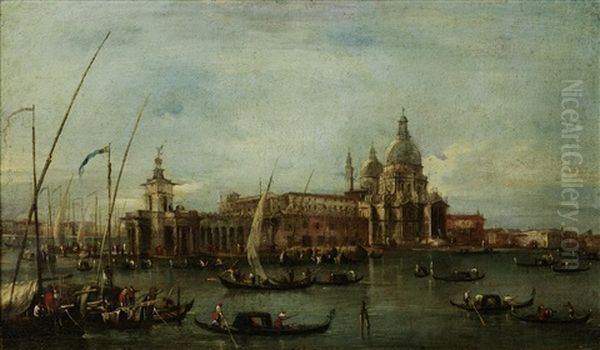 A View Of The Dogana And Santa Maria Della Salute, Venice Oil Painting by Giacomo Guardi