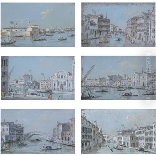 Views Of Venice, Including The Church Of Corpus Domini And The Rio Dei Mendicanti Towards The Fondamenta Nuova (6 Works) Oil Painting by Giacomo Guardi