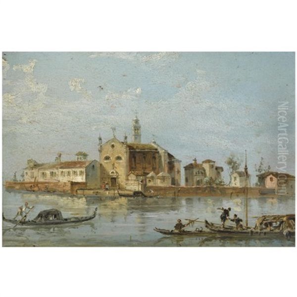 Venice, A View Of The Island Of Sant Angelo Della Polvere Oil Painting by Giacomo Guardi