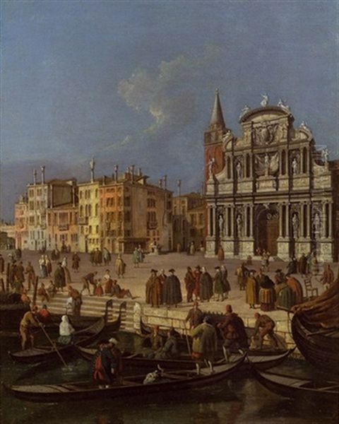 Venezianisches Capriccio Mit Der Kirche Santa Maria Zobenigo Oil Painting by Giacomo Guardi