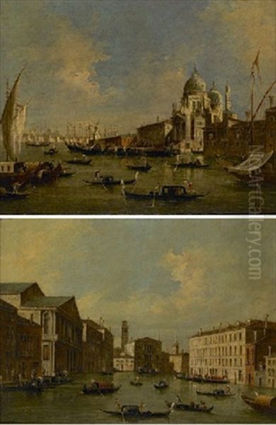 Venice, View Of The Grand Canal (+ Venice, View Of Santa Maria Della Salute; 2 Works) Oil Painting by Giacomo Guardi