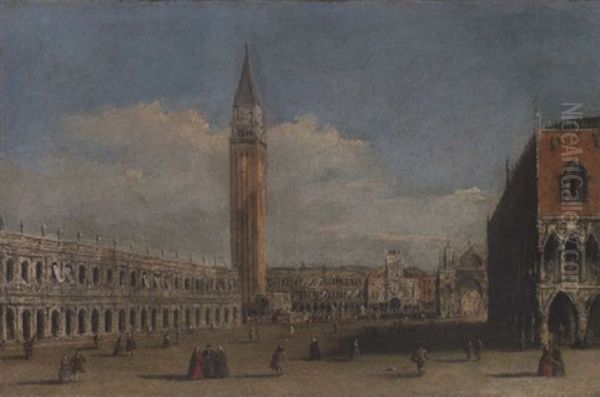 The Piazetta, Venice, Looking Towards St. Mark's Square Oil Painting by Giacomo Guardi