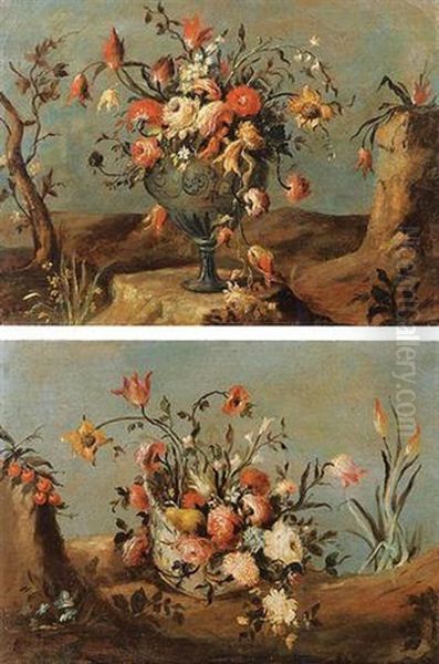 Natura Morta Con Fiori In Un Vaso Oil Painting by Giacomo Guardi