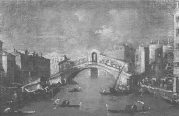 Die Rialto-brucke In Venedig Oil Painting by Giacomo Guardi