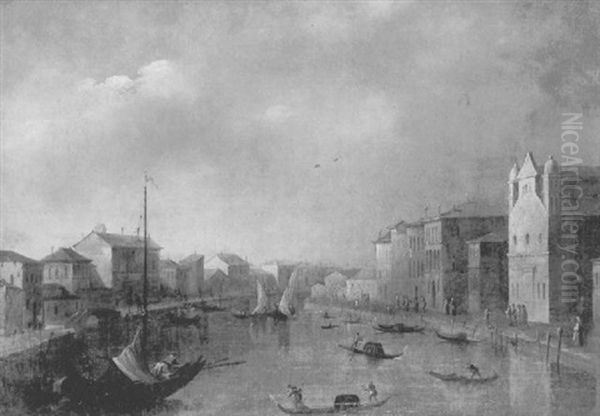 Vue D'un Canal A Venise Oil Painting by Giacomo Guardi