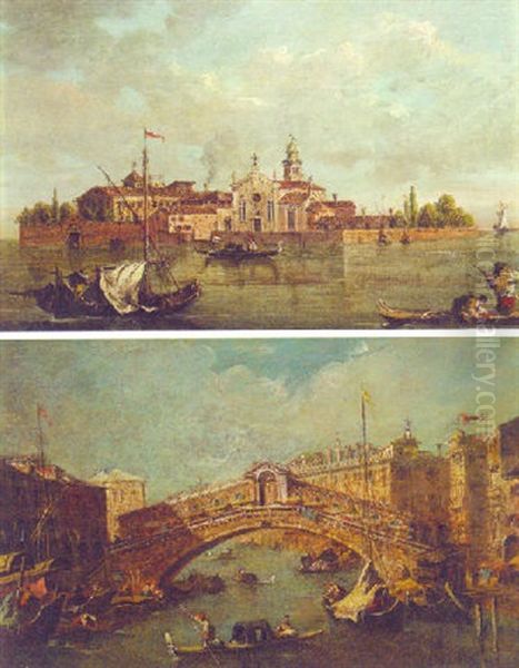 The Isola San Stefano, Venice Oil Painting by Giacomo Guardi