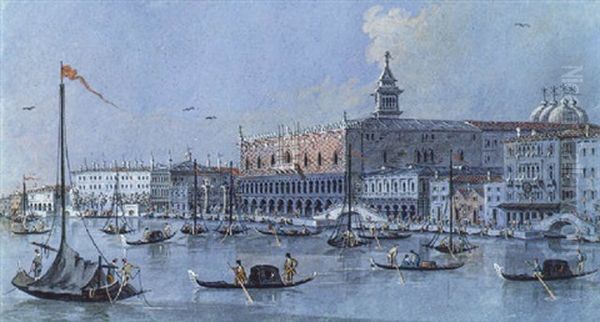 View Of The Riva Degli Schiavoni, Venice, With The Doge's Palace And The Piazetta San Marco Oil Painting by Giacomo Guardi