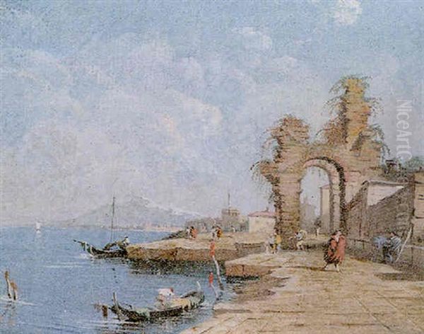 A Capriccio View Of The Lagoon With Figures Oil Painting by Giacomo Guardi