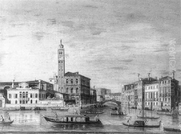 Venice: A View Of The Palazzo Labia As Seen From The Grand Canal Oil Painting by Giacomo Guardi