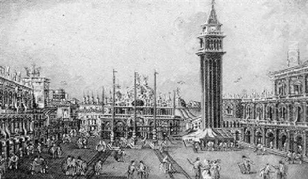 The Piazza Di San Marco, Venice Oil Painting by Giacomo Guardi