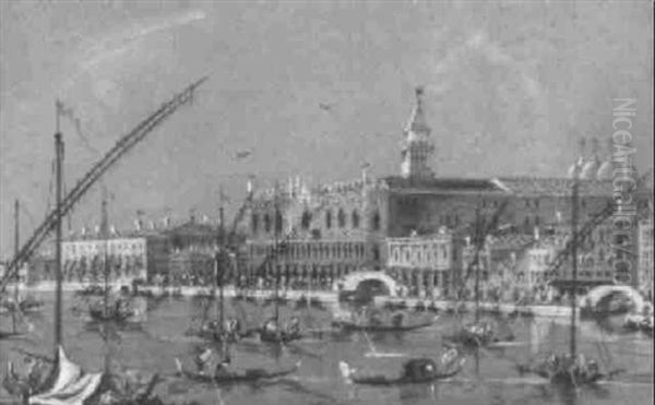 The Doge's Palace, Venice, From The Bacino Oil Painting by Giacomo Guardi