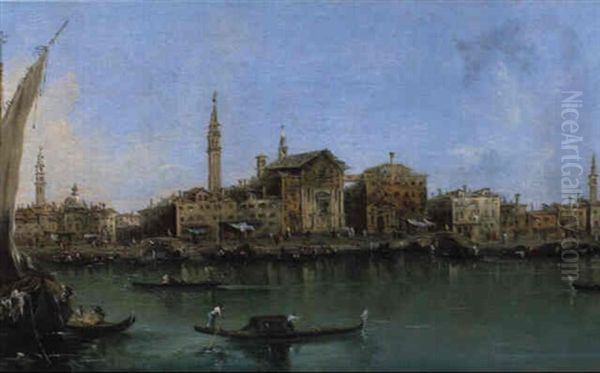 La Riva Degli Schiavoni A Venezia Oil Painting by Giacomo Guardi