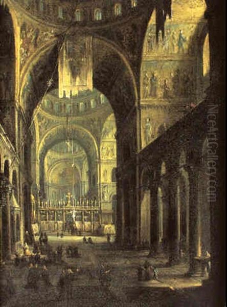 Interieur De La Basilique Saint-marc Oil Painting by Giacomo Guardi