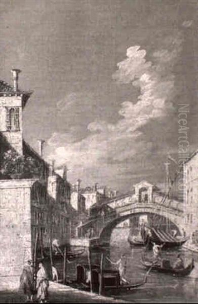 Der Canal Grande Mit Der Rialtobrucke Oil Painting by Giacomo Guardi