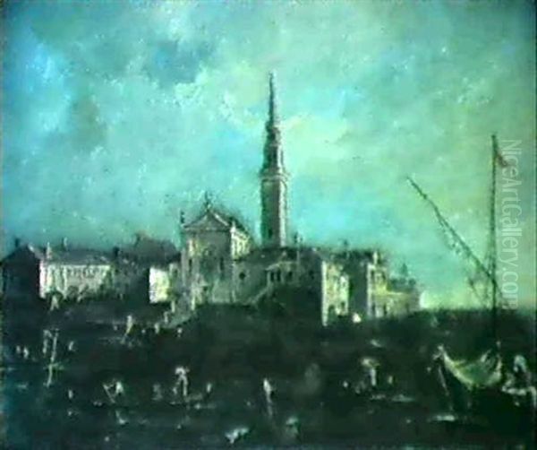 Zwei Ansichten  Aus Der Lagune Von Venedig Oil Painting by Giacomo Guardi