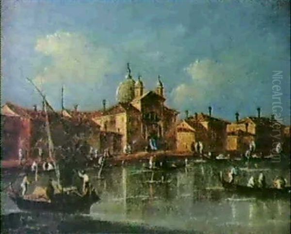 A View Of The Giudecca, Venice With The Church Of Le Zitelle Oil Painting by Giacomo Guardi