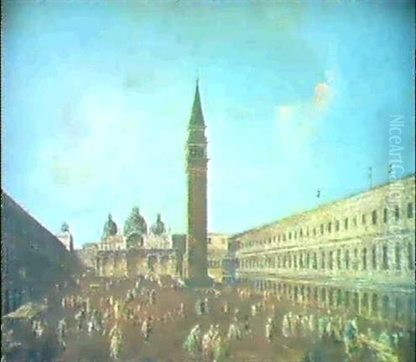 Piazza San Marco Gegen Die Basilika Oil Painting by Giacomo Guardi