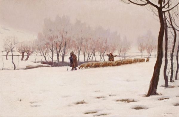 Hivernales Oil Painting by Dionis Verdaguer Baixeras