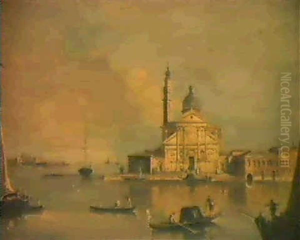 San Giorgio Maggiore; Et                                    La Salute Et La Douane Oil Painting by Giacomo Guardi