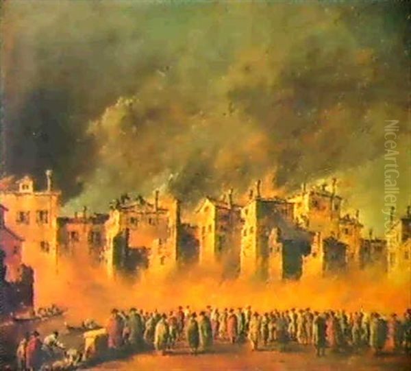 The Fire In The San Marcuola, Venice, December 28, 1789 Oil Painting by Giacomo Guardi