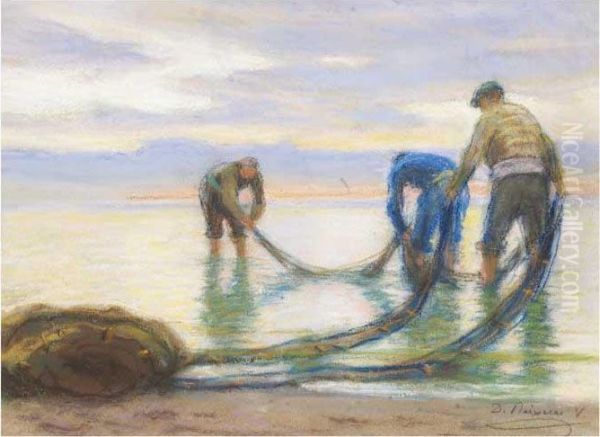 Pescadores Oil Painting by Dionis Verdaguer Baixeras