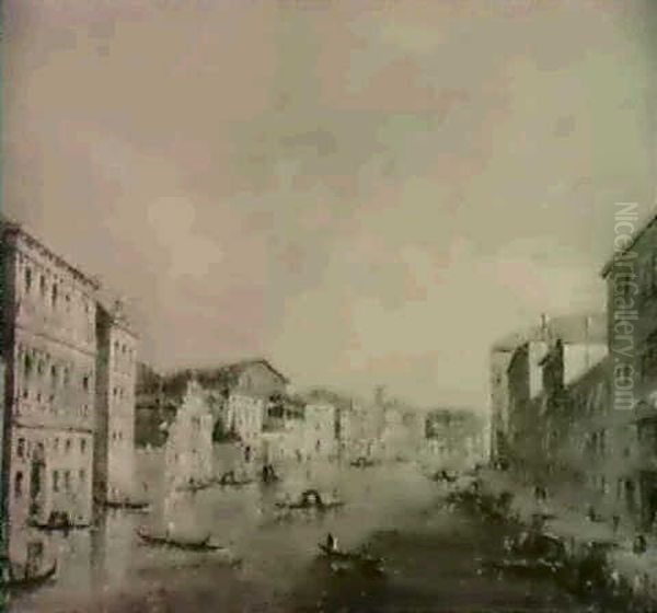 View Of The Grand Canal Looking East From The Palazzo       Flangini To San Marcuola Venice Oil Painting by Giacomo Guardi