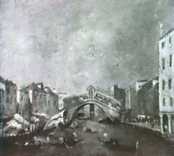 Ponte Di Rialto Oil Painting by Giacomo Guardi