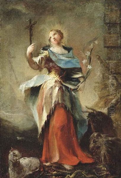 Saint Agnes Oil Painting by Giovanni Antonio Guardi