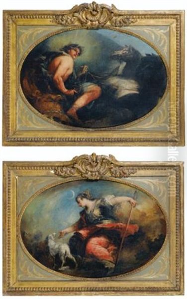 Apollon; Diane (pair) Oil Painting by Giovanni Antonio Guardi