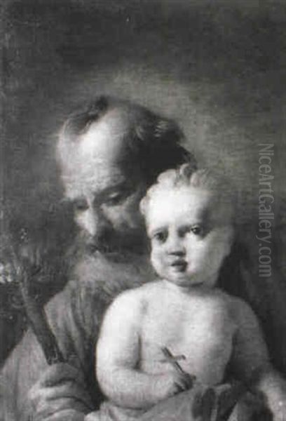 St. Joseph And The Christ Child Oil Painting by Giovanni Antonio Guardi