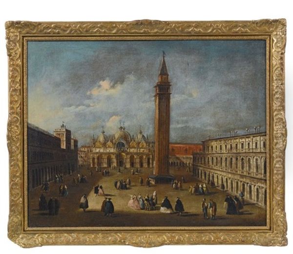 La Place Saint Marc A Venise Vers La Basilique Et Le Campanile Oil Painting by Niccolo Guardi