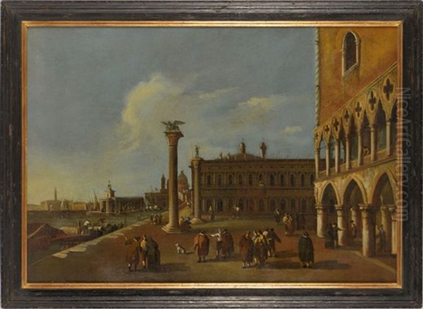 Vue De La Piazzetta Vers La Libraire Et La Douane De Mer, Venise Oil Painting by Niccolo Guardi