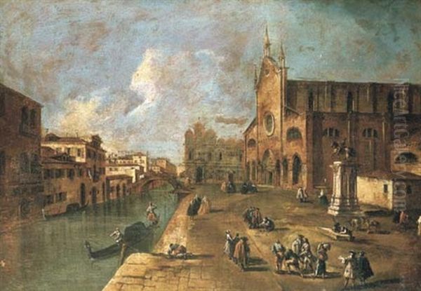 The Church Of San Giovanni And Paolo With The Equestrian Statue Of Colleone, Venice Oil Painting by Niccolo Guardi