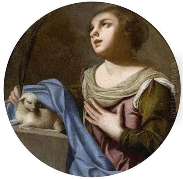 Heilige Agnes Oil Painting by Francesco Guarino