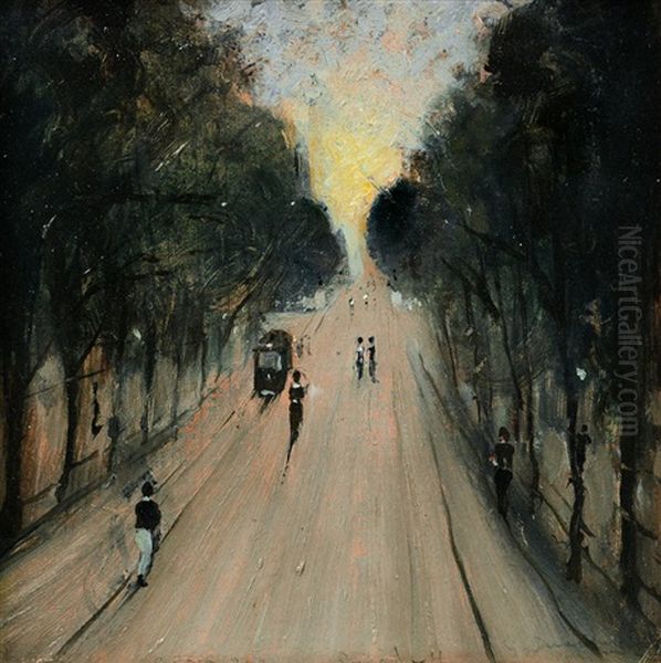 Viale Cittadino Oil Painting by Giovanni Guarlotti