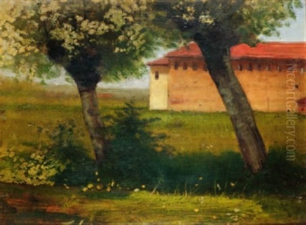 Galliate - Scorcio Del Castello Oil Painting by Giovanni Guarlotti