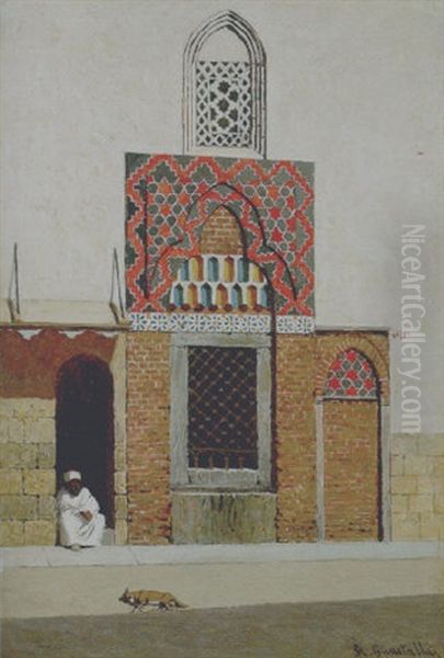 Arabo Seduto Davanti Alla Moschea Oil Painting by Roberto Guastalla