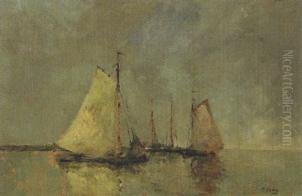 Fischerboote Oil Painting by Rudolf Anton Guba