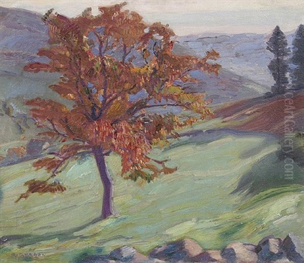 Kirschbaum Im Herbst Oil Painting by Rudolf Gudden