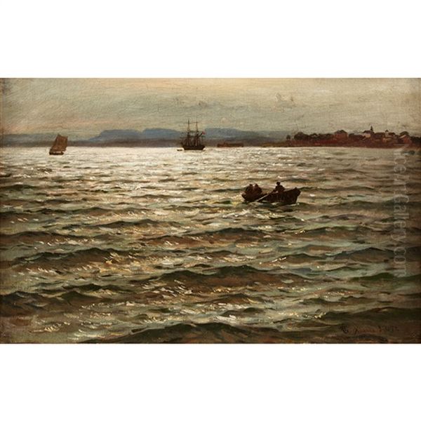 Vom Dem Hafen Von Christiensen Oil Painting by Hans Frederick Gude