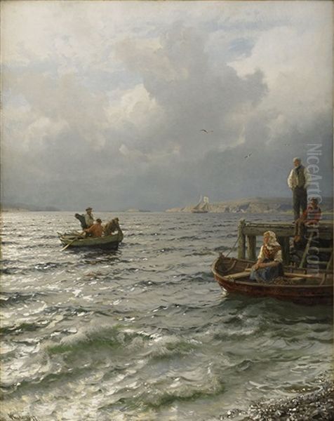 Fiskare Vid Kusten Oil Painting by Hans Frederick Gude